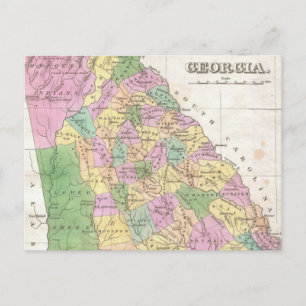 Vintage Map of Georgia (1827) Postcard