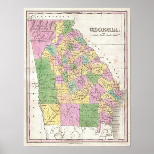 Vintage Map of Georgia (1827) Poster