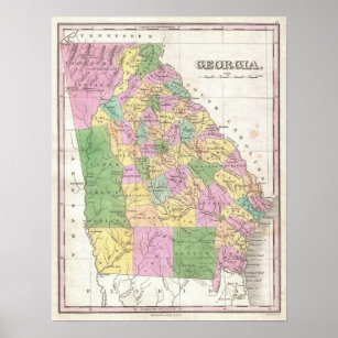 Vintage Map of Georgia (1827) Poster
