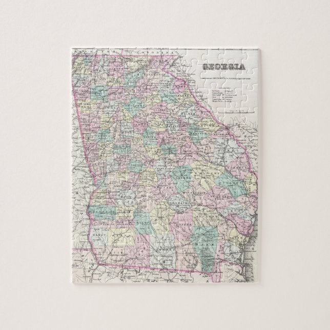 Vintage Map of Georgia (1855) Jigsaw Puzzle (Vertical)