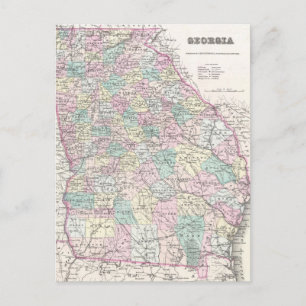 Vintage Map of Georgia (1855) Postcard