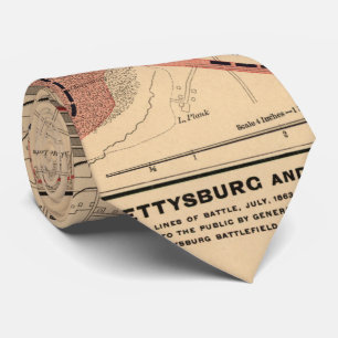 Vintage Map of Gettysburg and Vicinity, July 1863 Tie