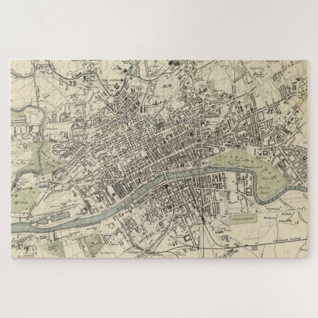 Vintage Map of Glasgow Scotland (1872) Jigsaw Puzzle (Horizontal)
