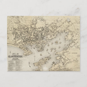 Vintage Map of Gloucester Massachusetts (1873) Postcard