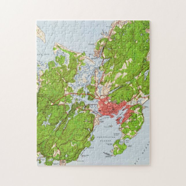 Vintage Map of Gloucester Massachusetts (1949) Jigsaw Puzzle (Vertical)
