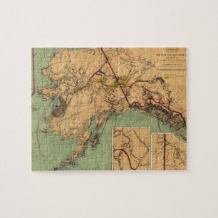 Vintage Map of Gold and Coal in Alaska (1898) Jigsaw Puzzle
