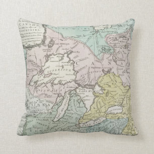 Vintage Map of Great Lakes & Canada (1761) Cushion