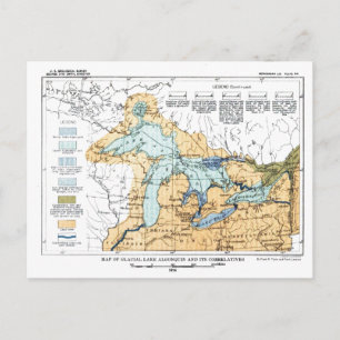 Vintage Map of Great Lakes Postcard