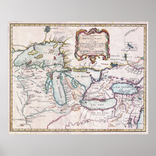 Vintage Map of Great Lakes Poster (Front)