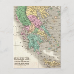 Vintage Map of Greece (1827) Postcard