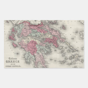 Vintage Map of Greece (1865) Rectangular Sticker