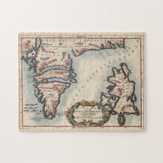 Vintage Map of Greenland and Iceland (1694) Jigsaw Puzzle (Horizontal)