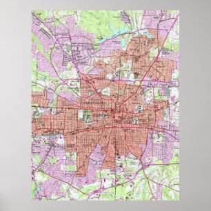 Vintage Map of Greensboro North Carolina (1951) 2 Poster
