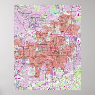 Vintage Map of Greensboro North Carolina (1951) Poster
