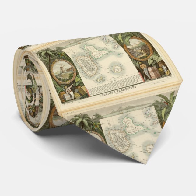Vintage Map of Guadeloupe (1856) Tie (Rolled)