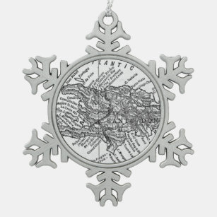 Vintage Map of Haiti (1911) Snowflake Pewter Christmas Ornament