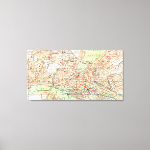 Vintage Map of Hamburg Germany (1890) Canvas Print
