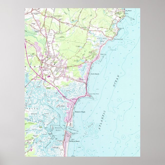 Vintage Map of Hampton Beach NH (1957) Poster (Front)