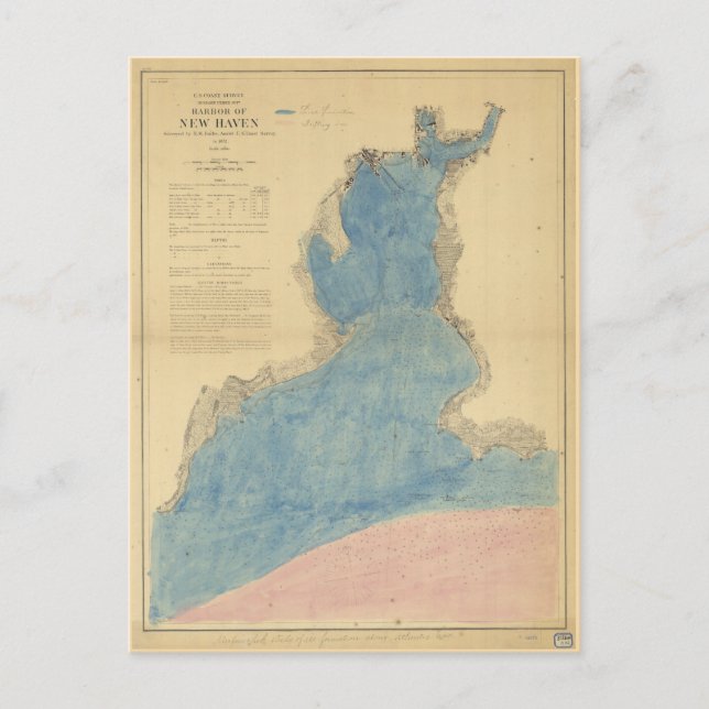 Vintage Map of Harbour of New Haven Connecticut Postcard (Front)