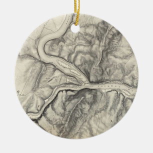 Vintage Map of Harpers Ferry (1863) Ceramic Tree Decoration