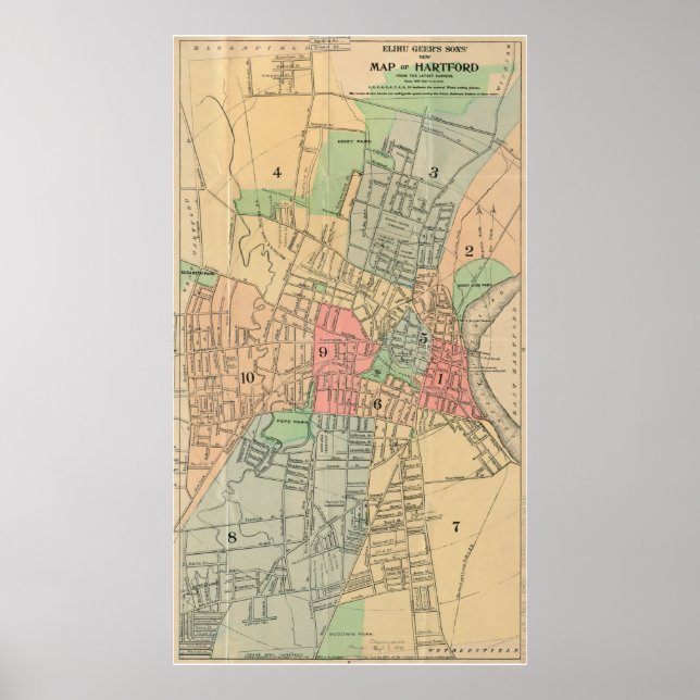 Vintage Map of Hartford Connecticut (1903) Poster (Front)