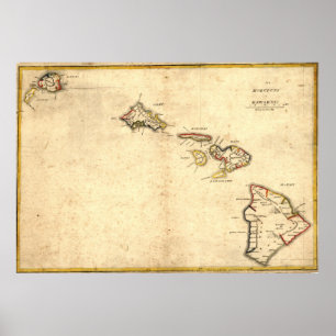 Vintage Map of Hawaii (1837) Poster