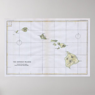 Vintage Map of Hawaii (1883) Poster