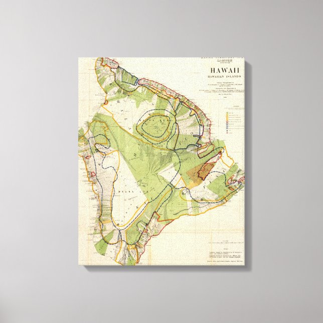 Vintage Map of Hawaii Island (1906) Canvas Print (Front)