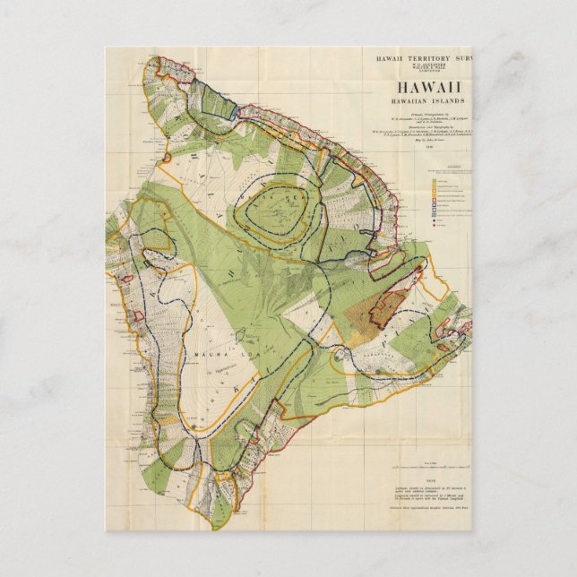 Vintage Map of Hawaii Island (1906) Postcard (Front)