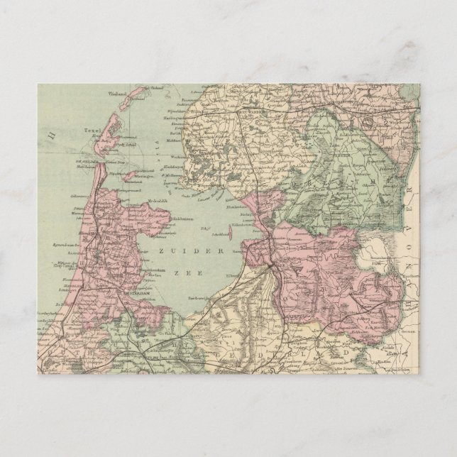 Vintage Map of Holland (1873) Postcard (Front)