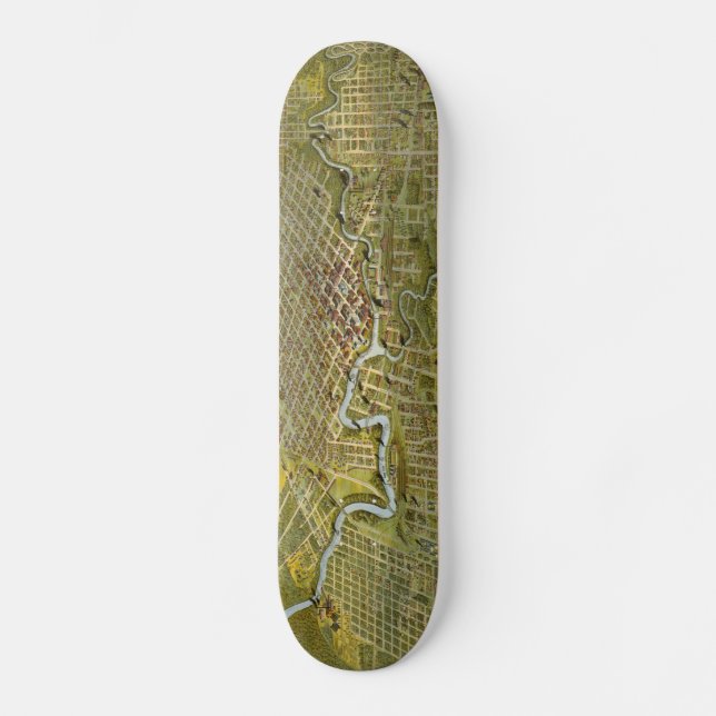 Vintage Map of Houston Texas (1891) Skateboard (Front)