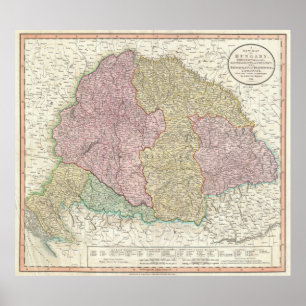 Vintage Map of Hungary (1799) Poster