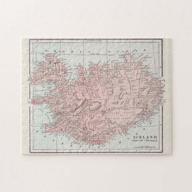 Vintage Map of Iceland (1901) Jigsaw Puzzle (Horizontal)