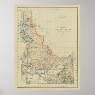 Vintage Map of Idaho (1891) Poster