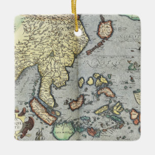 Vintage Map of India 1592 Ceramic Ornament
