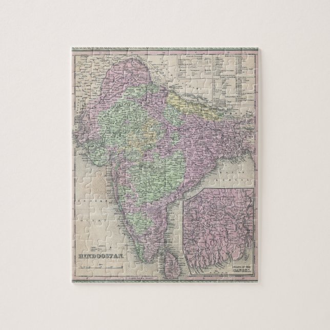 Vintage Map of India (1853) Jigsaw Puzzle (Vertical)