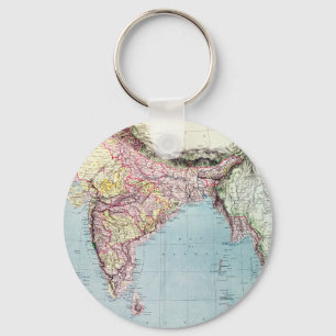 Vintage Map of India 1877 Key Ring