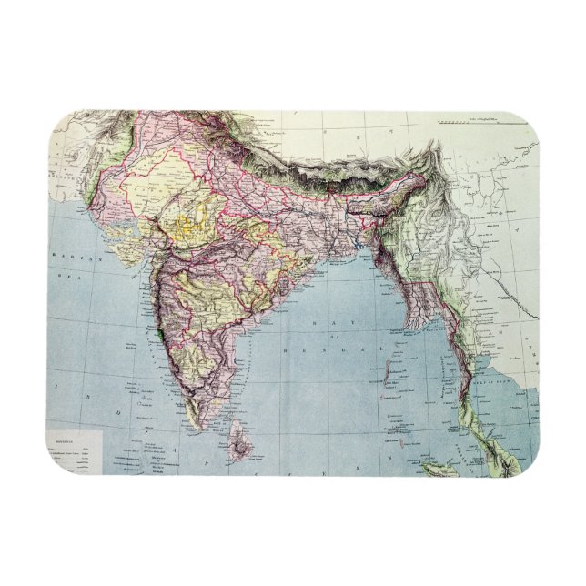 Vintage Map of India | 1877 Magnet (Horizontal)