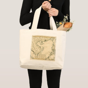 Vintage Map of India Indian Ocean Large Tote Bag