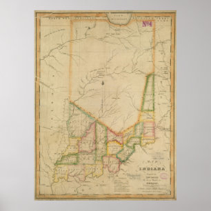 Vintage Map of Indiana (1817) Poster
