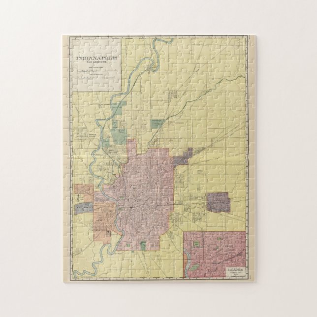 Vintage Map of Indianapolis Indiana (1903) Jigsaw Puzzle (Vertical)