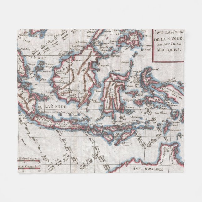 Vintage Map of Indonesia (1780) Fleece Blanket (Front (Horizontal))