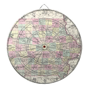 Vintage Map of Iowa (1855) Dartboard
