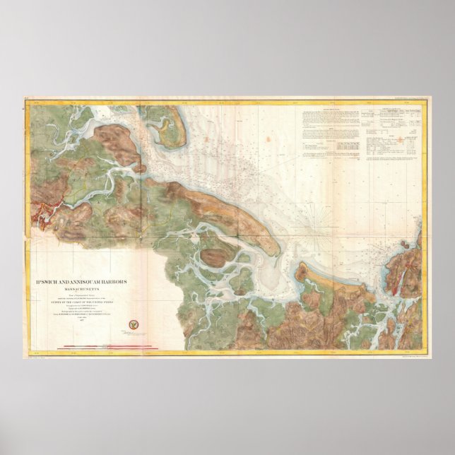 Vintage Map of Ipswich and Annisquam Harbour Poster (Front)