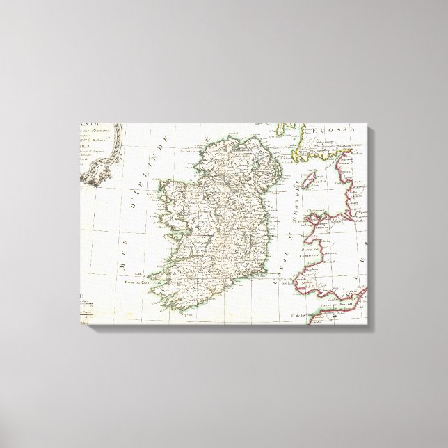 Vintage Map of Ireland (1771) Canvas Print (Front)