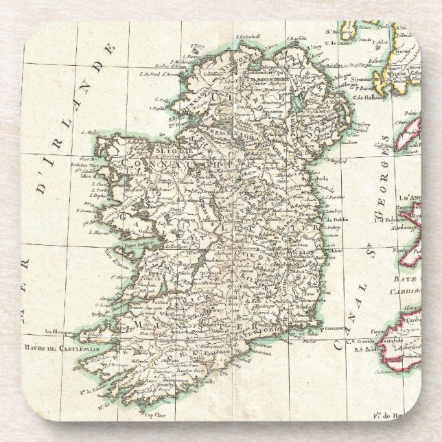 Vintage Map of Ireland (1771) Coaster (Front)