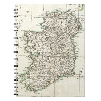 Vintage Map of Ireland (1771) Spiral Notebook
