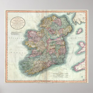 Vintage Map of Ireland (1799) Poster