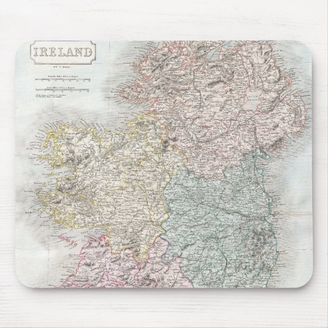 Vintage Map of Ireland (1850) Mouse Pad (Front)