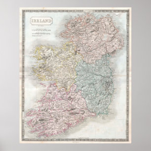Vintage Map of Ireland (1850) Poster